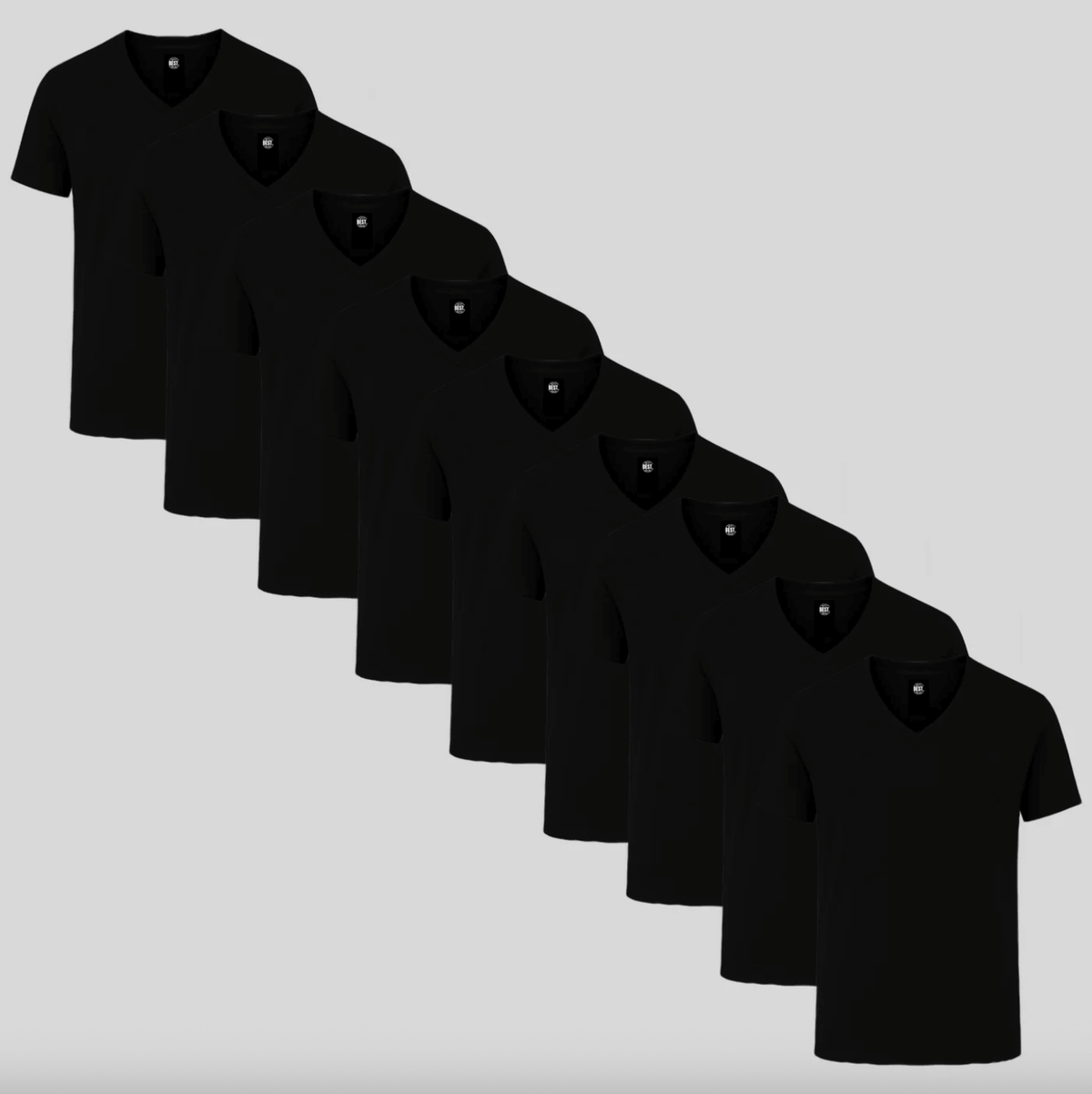 9-Pack Classic V-Neck T-Shirts - All Black