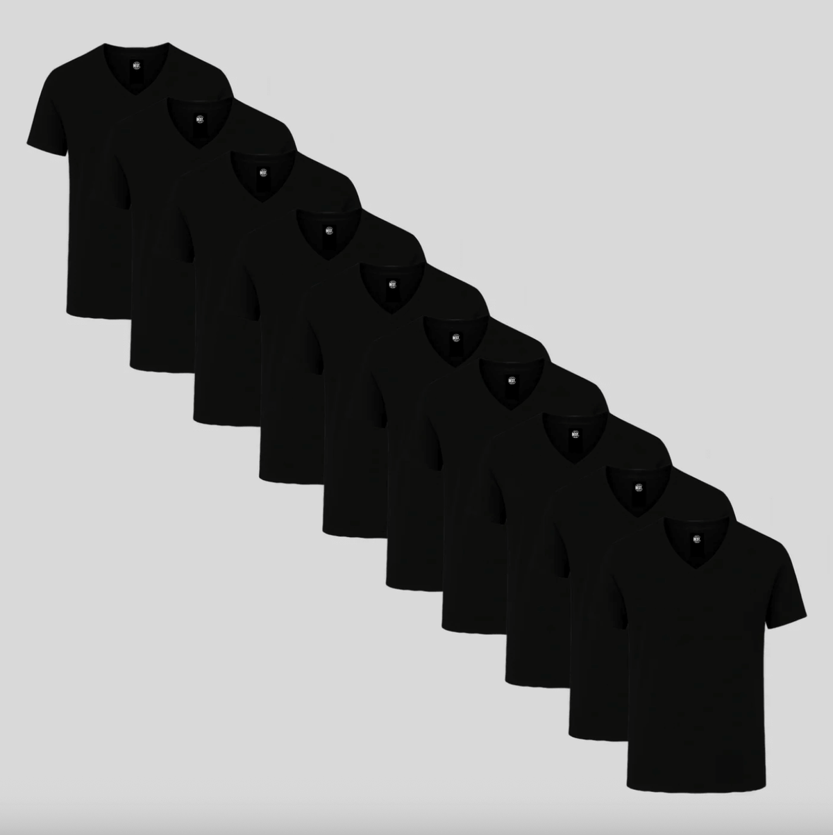 10-Pack Classic V-Neck T-Shirts - All Black