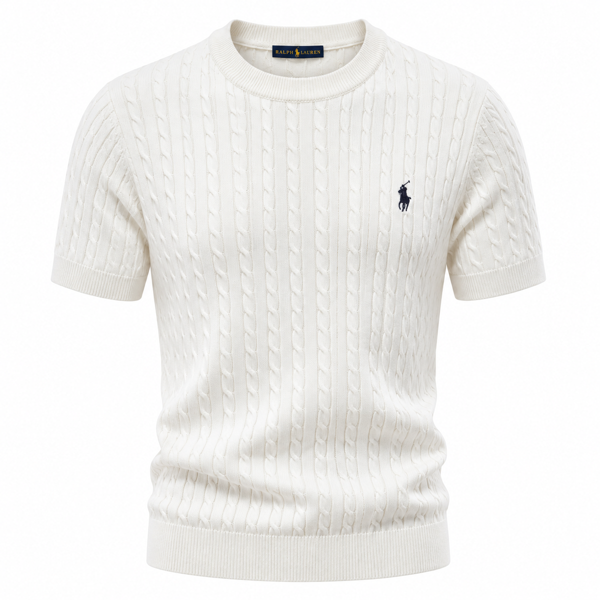 Kurzarmshirt mit Zopfstrick
