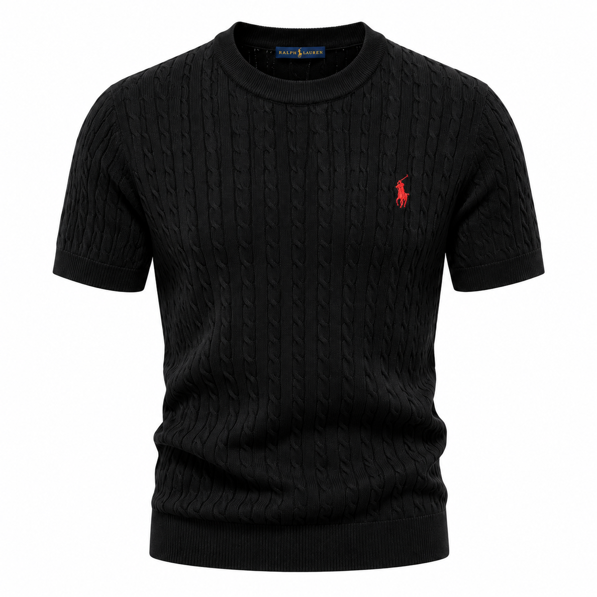 Kurzarmshirt mit Zopfstrick