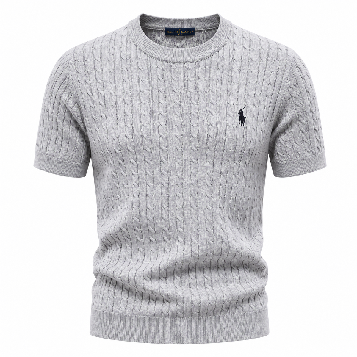 Kurzarmshirt mit Zopfstrick