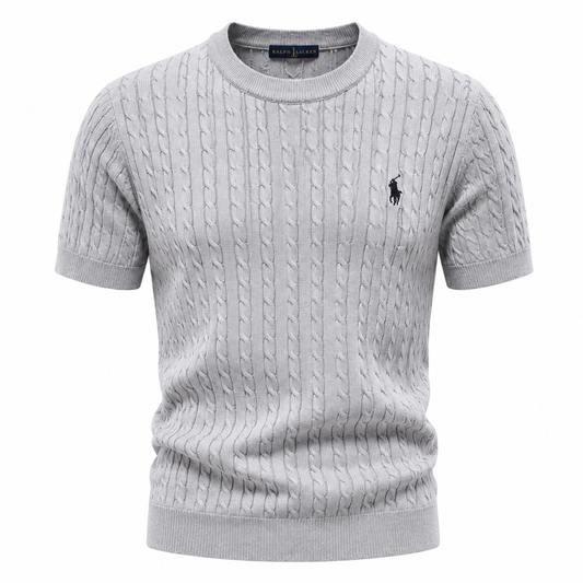 Kurzarmshirt mit Zopfstrick