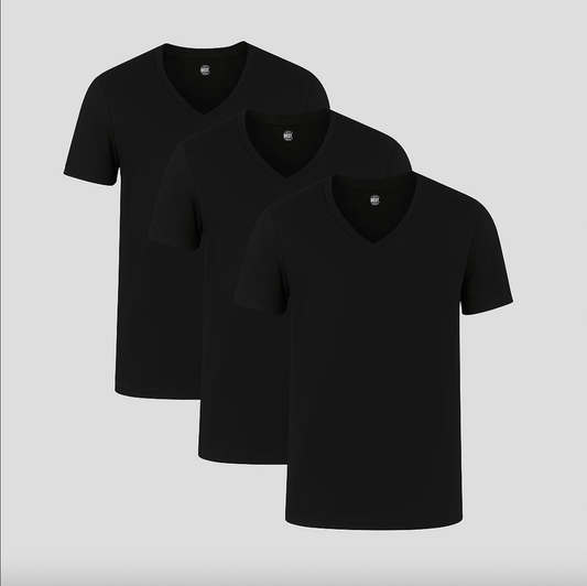 3-Pack Classic V-Neck T-Shirts - All Black