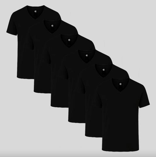 6-Pack Classic V-Neck T-Shirts - All Black
