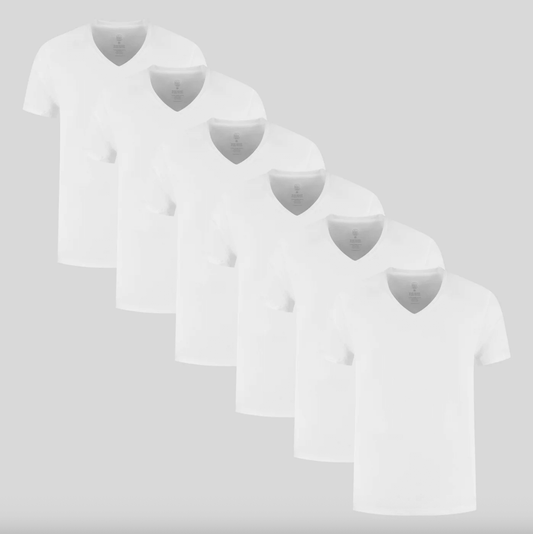 6-Pack Classic V-Neck T-Shirts - All White