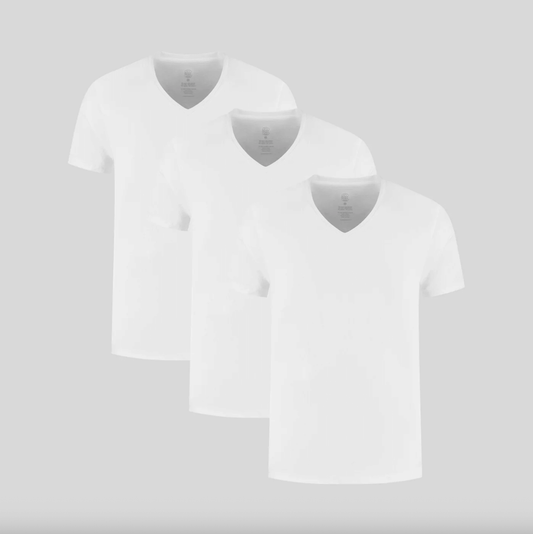 3-Pack Classic V-Neck T-Shirts - All White